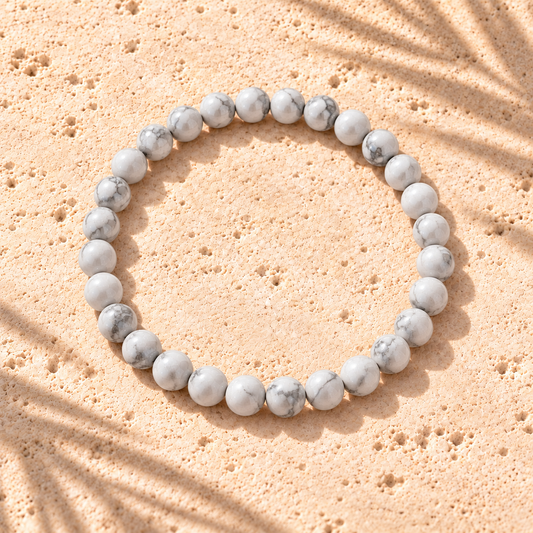 Bracelet en Howlite Blanche – vue de dessus