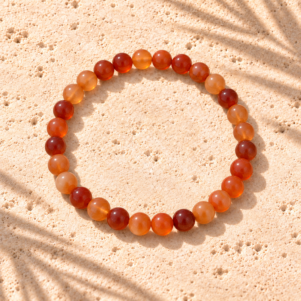 Bracelet en Cornaline – vue de dessus