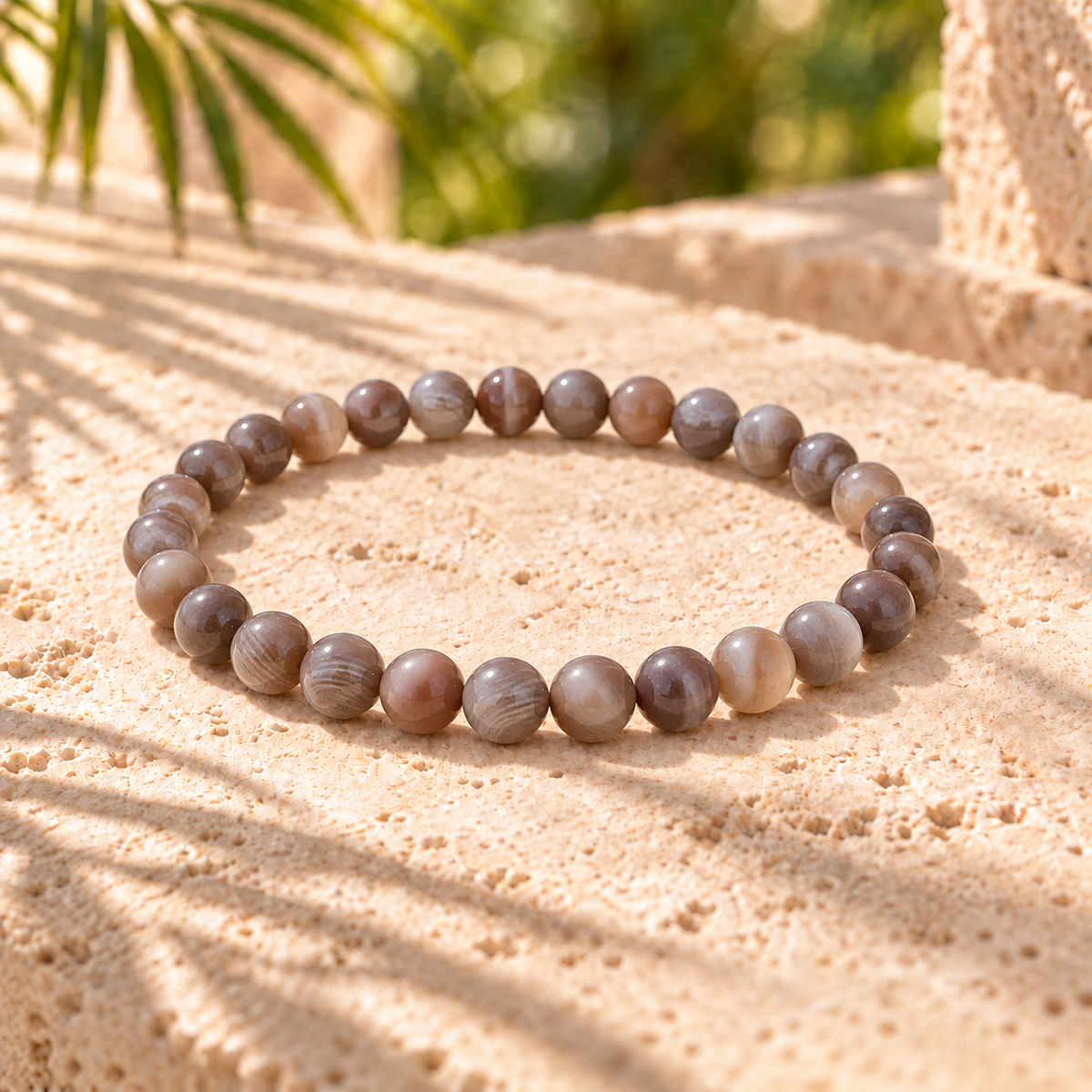 Bracelet Agate du Botswana, perles naturelles de 6 mm