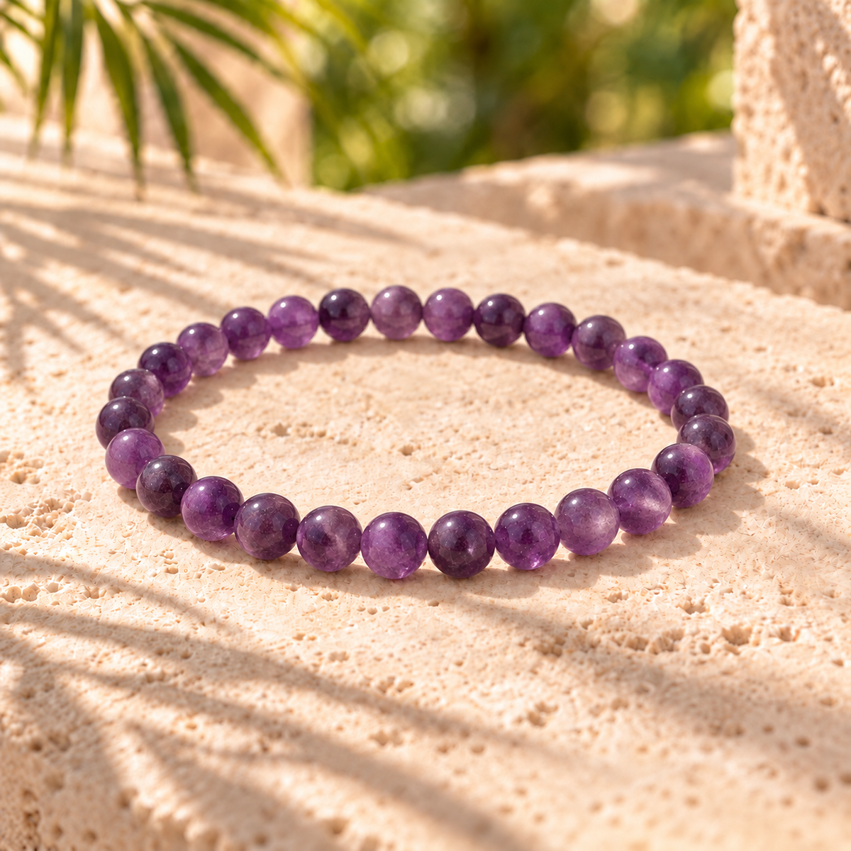 Bracelet Améthyste, perles naturelles de 6 mm