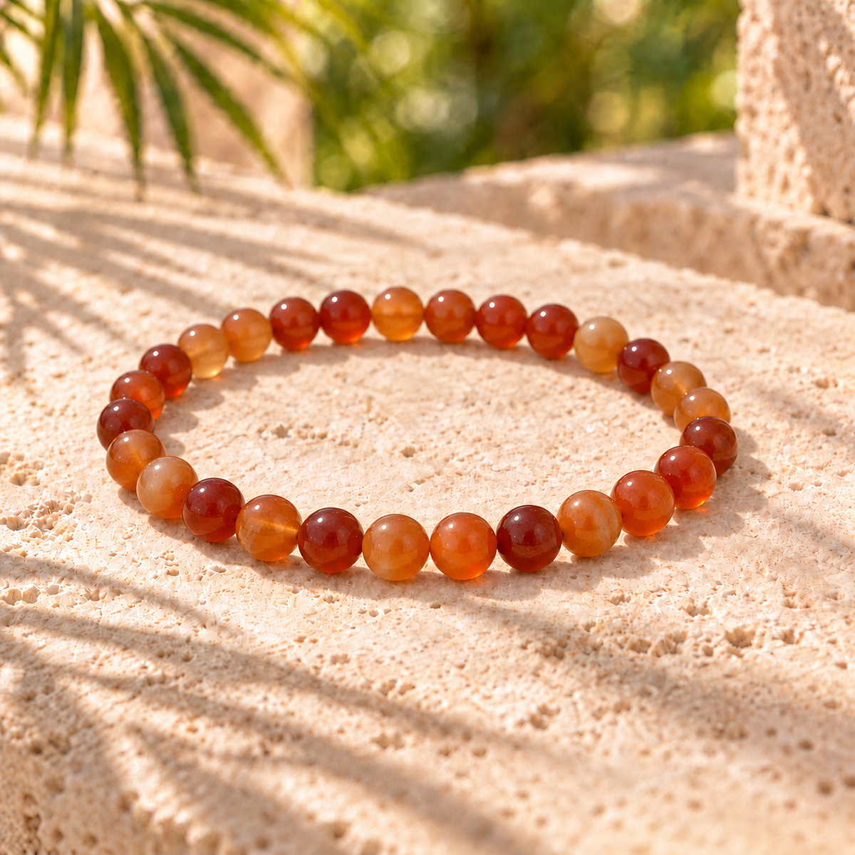 Bracelet en cornaline, perles naturelles de 6 mm