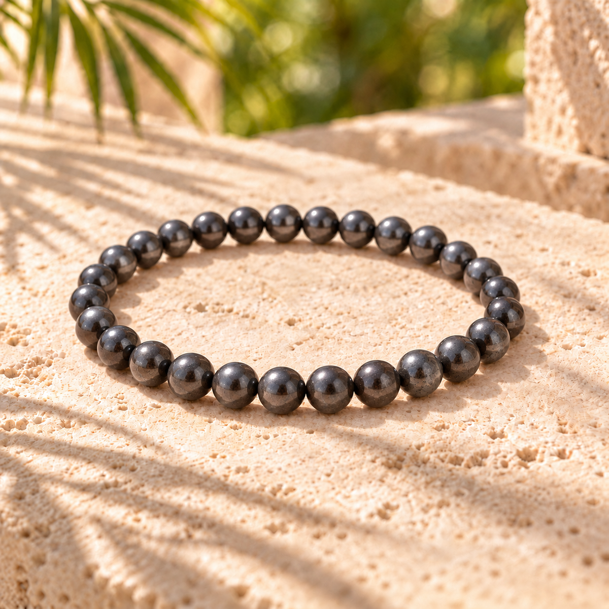 Bracelet en hématite, perles naturelles de 6 mm