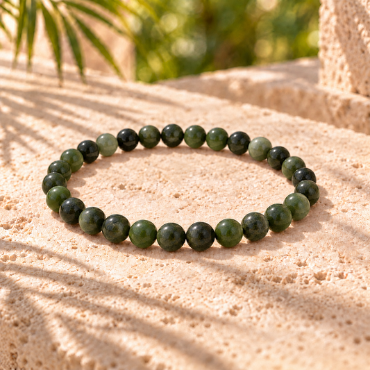 Bracelet en jade néphrite du Canada, perles naturelles de 6 mm