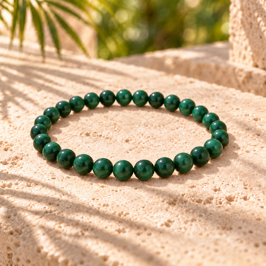 Bracelet en malachite, perles naturelles de 6 mm