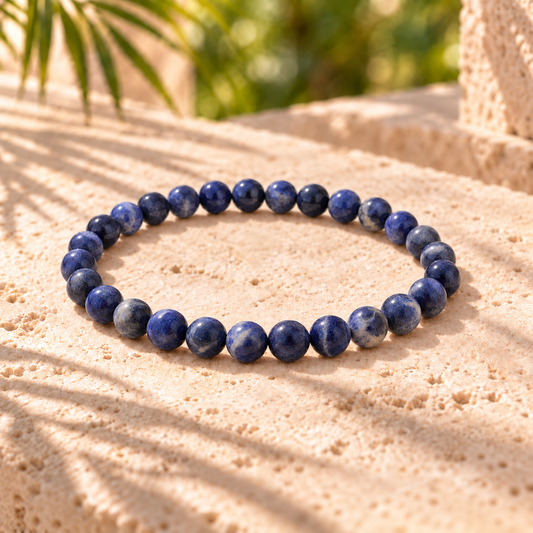 Bracelet en sodalite, perles naturelles de 6 mm
