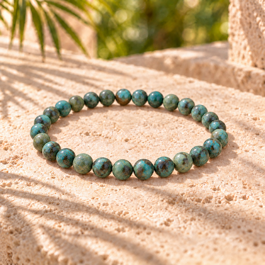 Bracelet en turquoise d’Afrique, perles naturelles de 6 mm