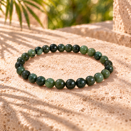 Bracelet en jade néphrite du Canada, perles naturelles de 6 mm